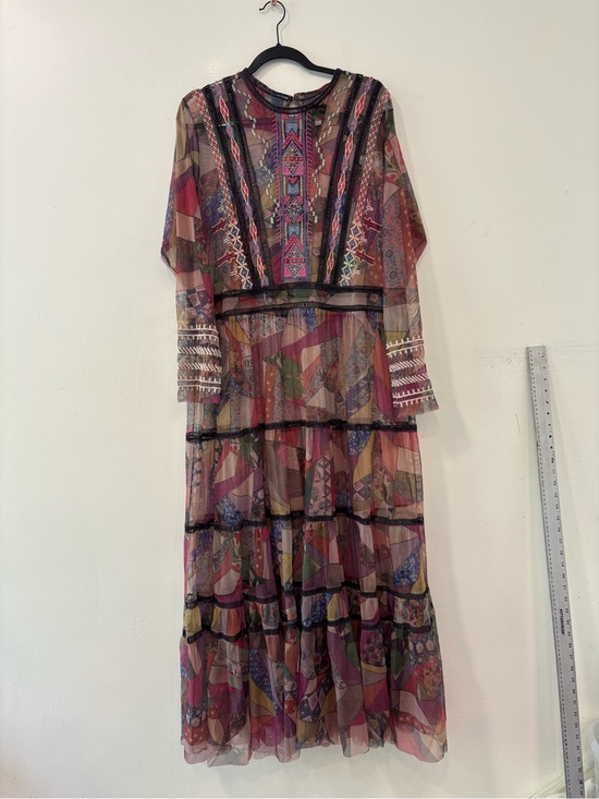 Johnny Was Dresses & Skirts - Johnny Was Biya Gervase Sheer Maxi Dress Aztec Romantic Tiered Embroidered XL